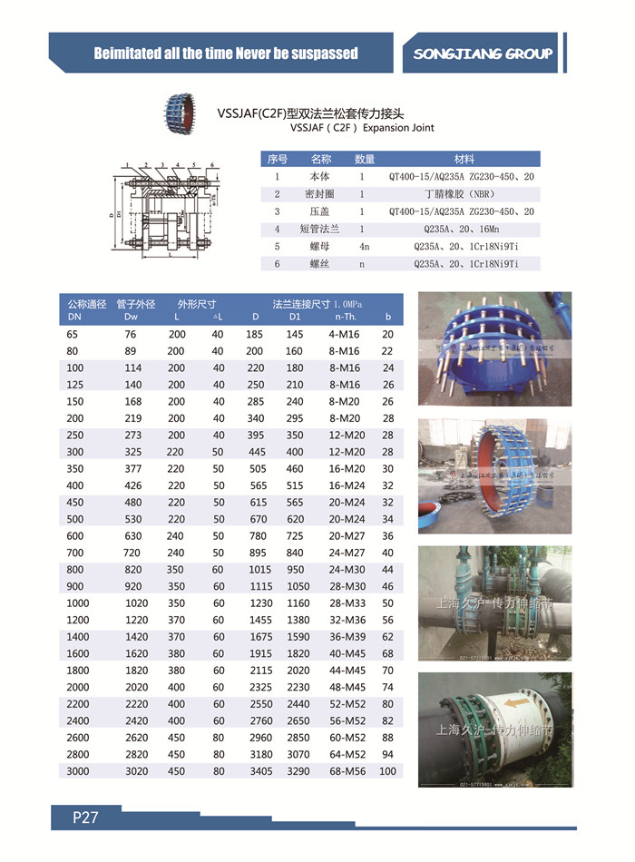 上海淞江可拆式雙法蘭傳力接頭技術(shù)要求